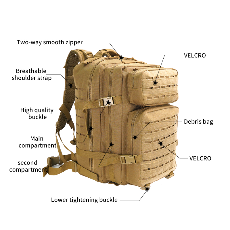 Túi chống nước quân sự SABADO Molle Ba lô chiến thuật cỡ lớn Lasercut Rucksack