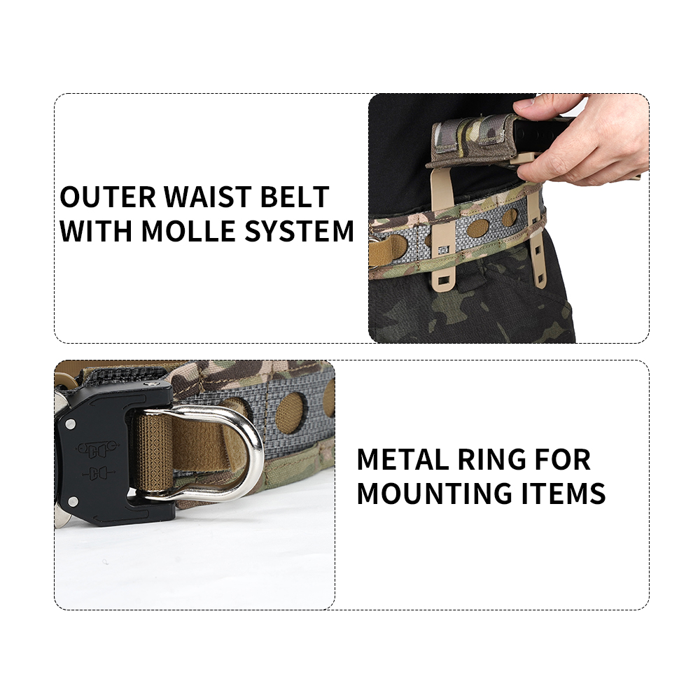 Sabado nhẹ Nylon Belon Tactical Belt Belt thiết kế molle giải phóng nhanh