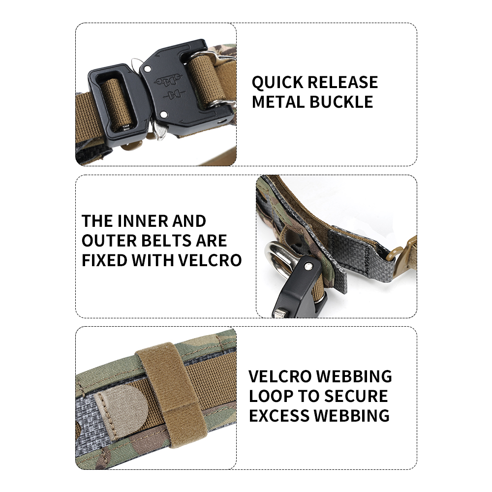 Sabado nhẹ Nylon Belon Tactical Belt Belt thiết kế molle giải phóng nhanh